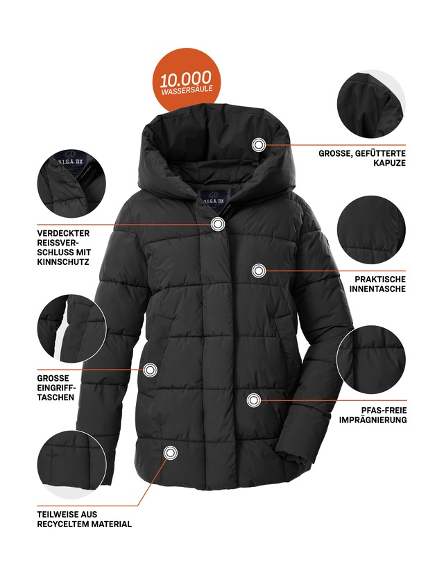 G.I.G.A. DX by killtec Steppjacke »GW 57 WMN QLTD JCKT« Wind- und wasserabweisende Steppjacke mit großer Kapuze