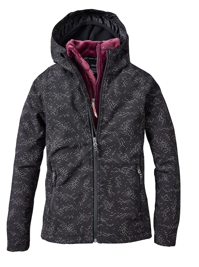 Killtec Softshelljacke für Kinder, mit regulierbarer Kapuze, winddicht, wasserabweisend