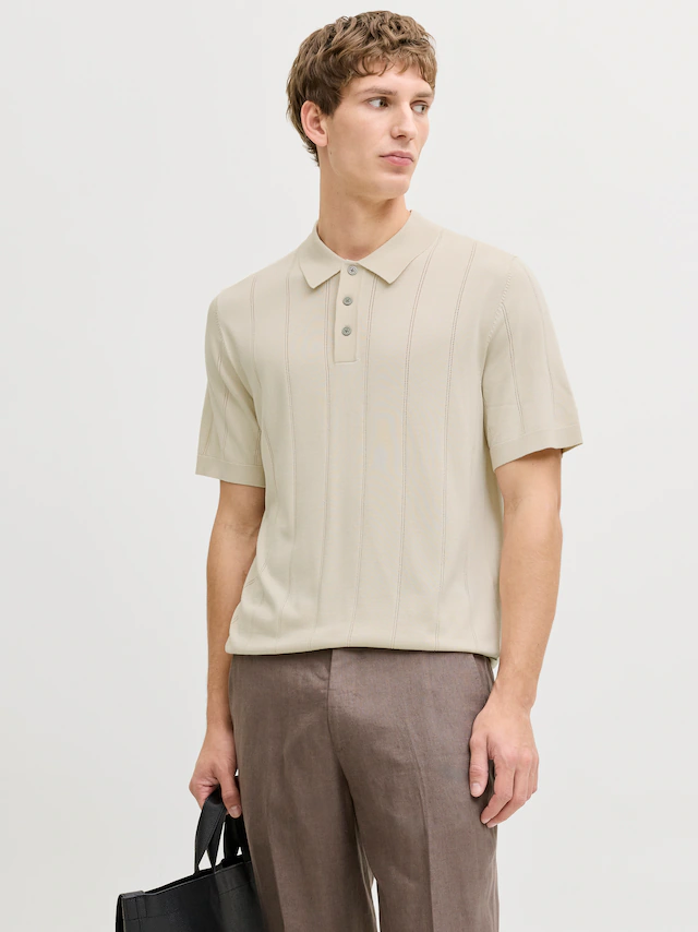 Jack & Jones Polokragenpullover »JPRBLAWILLIAM STRUCTURE KNIT POLO SS SN« Viskosemischung, regular fit