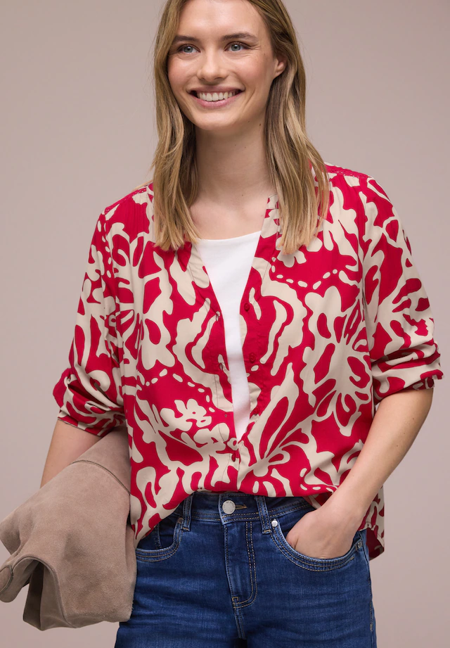 STREET ONE Druckbluse 3/4-Arm-Bluse mit floralem Muster und Tape-Details