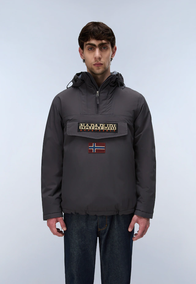 Napapijri Anorak »RAINFOREST WINTER 3 DARK GREY SOLID« mit unifarbenem Design, sportliche Silhouette