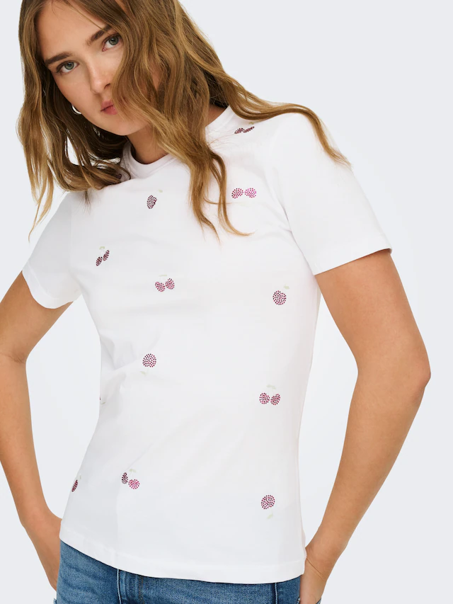 ONLY Kurzarmshirt »ONLNIKITA REG S/S TOP BOX JRS« Baumwolle, regular fit, Rundhals, Regular Waist