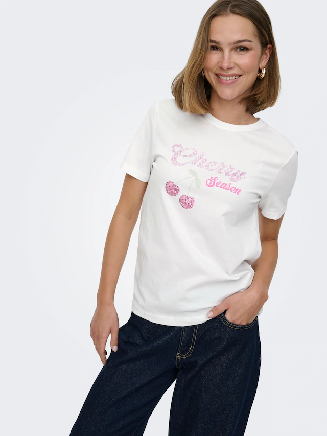 ONLY Kurzarmshirt »ONLNIKITA REG S/S TOP BOX JRS« Baumwolle, regular fit, Rundhals, Regular Waist