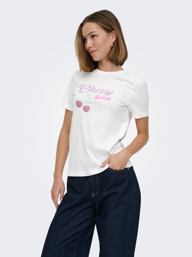 ONLY Kurzarmshirt »ONLNIKITA REG S/S TOP BOX JRS« Baumwolle, regular fit, Rundhals, Regular Waist
