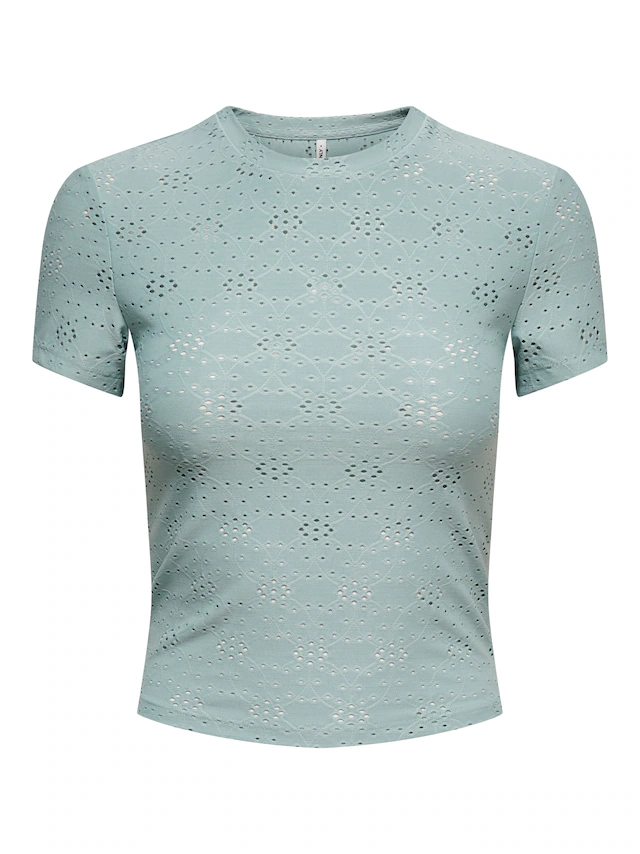 ONLY T-Shirt »ONLSMILLA NEW S/S TOP JRS« Materialmix, slim fit, Rundhals