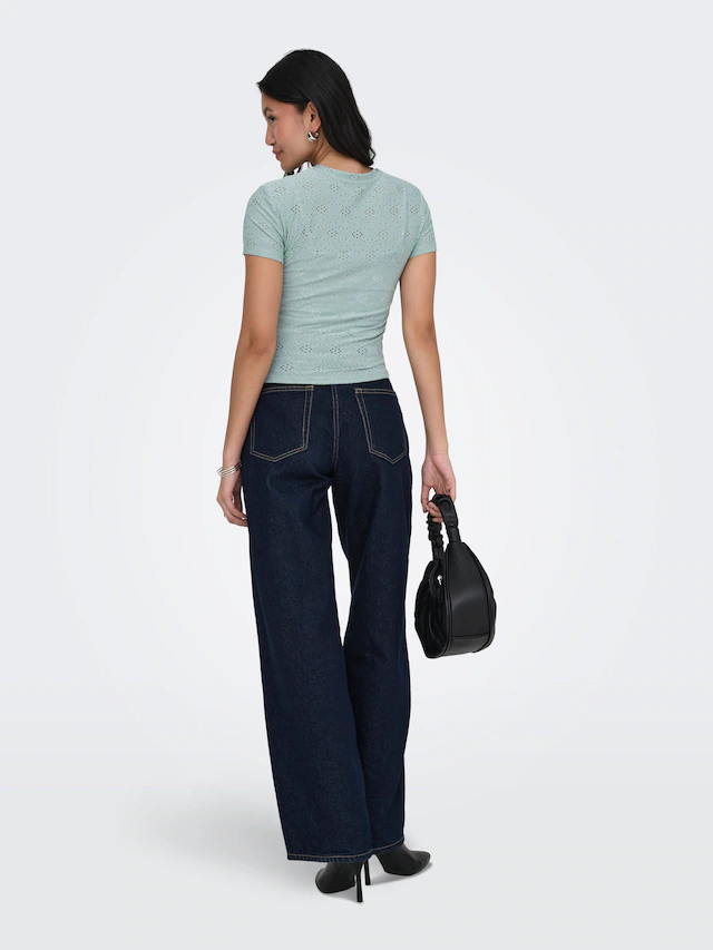 ONLY T-Shirt »ONLSMILLA NEW S/S TOP JRS« Materialmix, slim fit, Rundhals