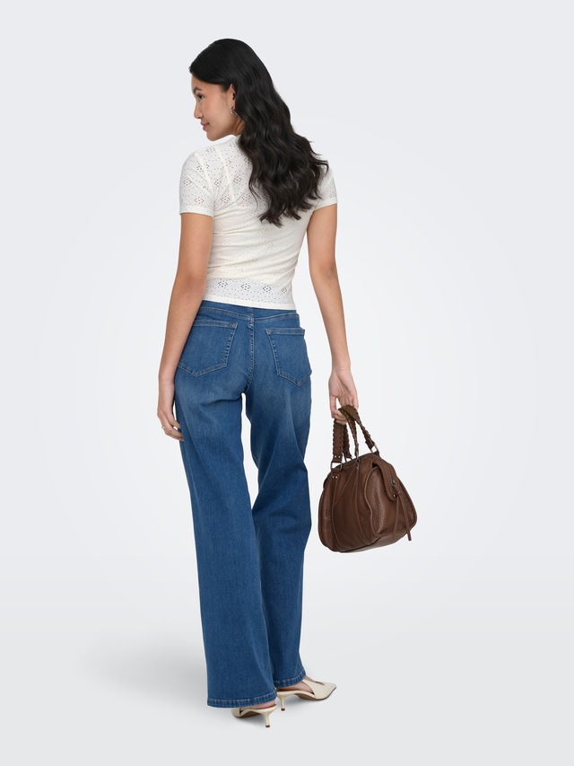 ONLY T-Shirt »ONLSMILLA NEW S/S TOP JRS« Materialmix, slim fit, Rundhals
