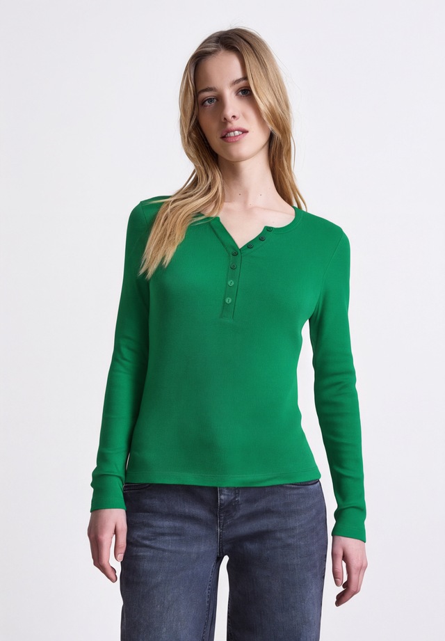 STREET ONE STUDIO Langarmshirt aus Baumwolle mit Stretchante