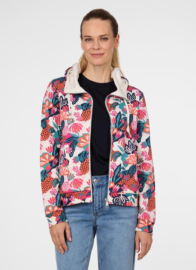Ragwear Sweatjacke »PARYA PRINT« aus Baumwollmischung, normale Passform, hochschließender Kragen