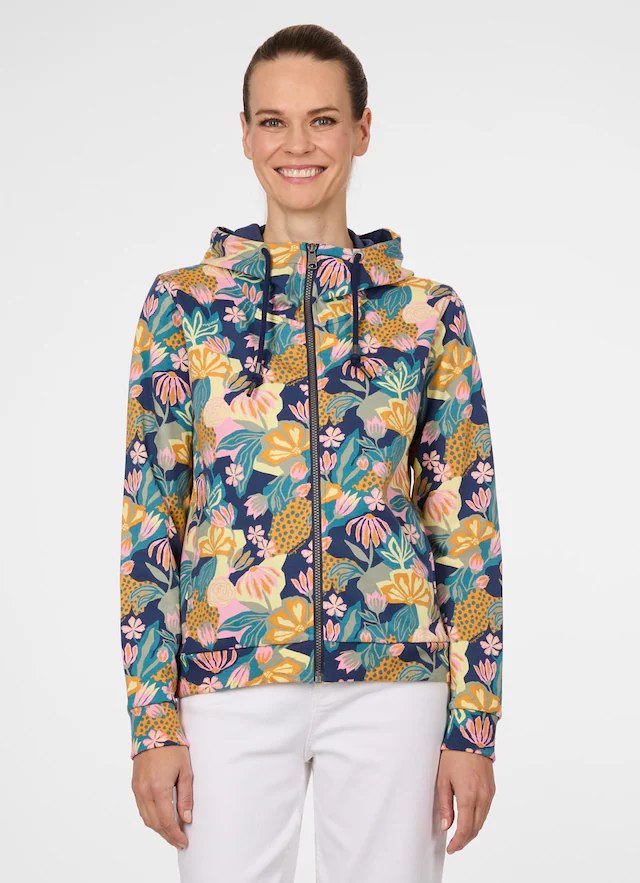 Ragwear Sweatjacke »PARYA PRINT« aus Baumwollmischung, normale Passform, hochschließender Kragen