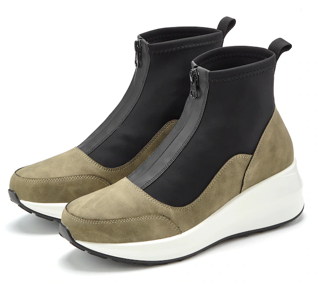 LASCANA Stiefelette »Sneaker, Keilstiefelette, Freizeitschuh« NEU mit innenliegendem Keilabsatz und Frontreißverschluss VEGAN