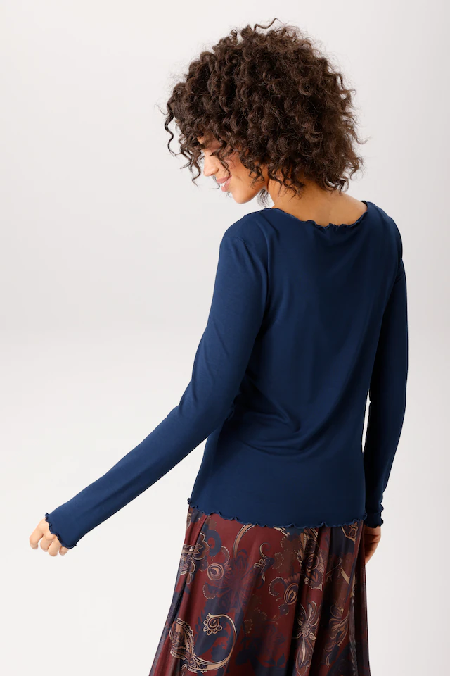 Aniston CASUAL Langarmshirt mit gewellten Abschlüssen - NEUE KOLLEKTION