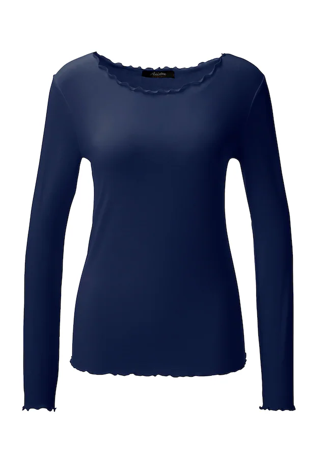 Aniston CASUAL Langarmshirt mit gewellten Abschlüssen - NEUE KOLLEKTION