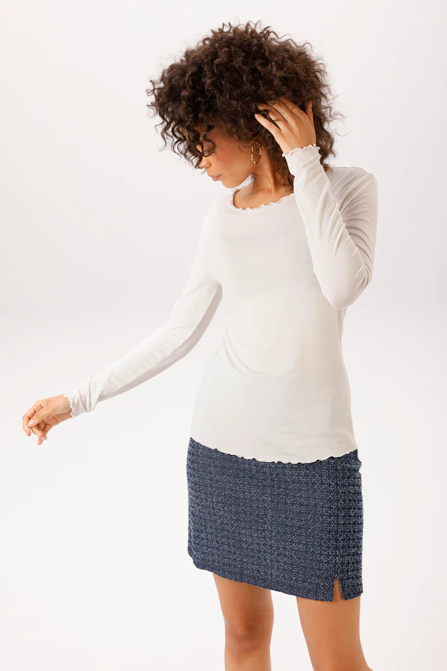 Aniston CASUAL Langarmshirt mit gewellten Abschlüssen - NEUE KOLLEKTION
