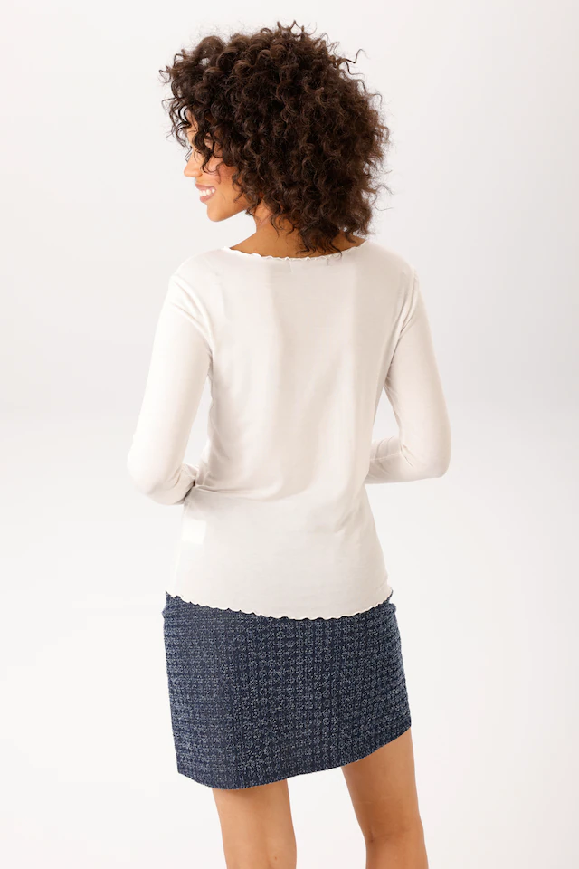 Aniston CASUAL Langarmshirt mit gewellten Abschlüssen - NEUE KOLLEKTION