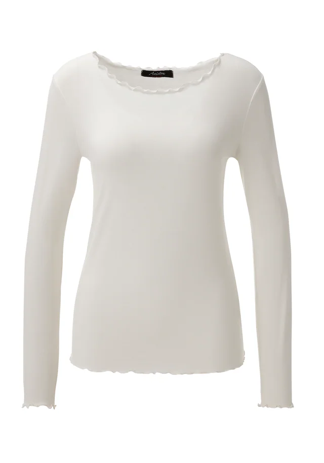 Aniston CASUAL Langarmshirt mit gewellten Abschlüssen - NEUE KOLLEKTION