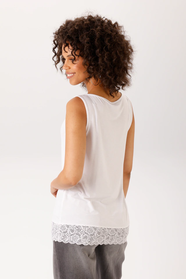 Aniston CASUAL Tanktop mit gewellter, elastischer Spitzenborte am Saum - NEUE KOLLEKTION