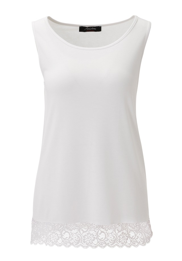Aniston CASUAL Tanktop mit gewellter, elastischer Spitzenborte am Saum - NEUE KOLLEKTION