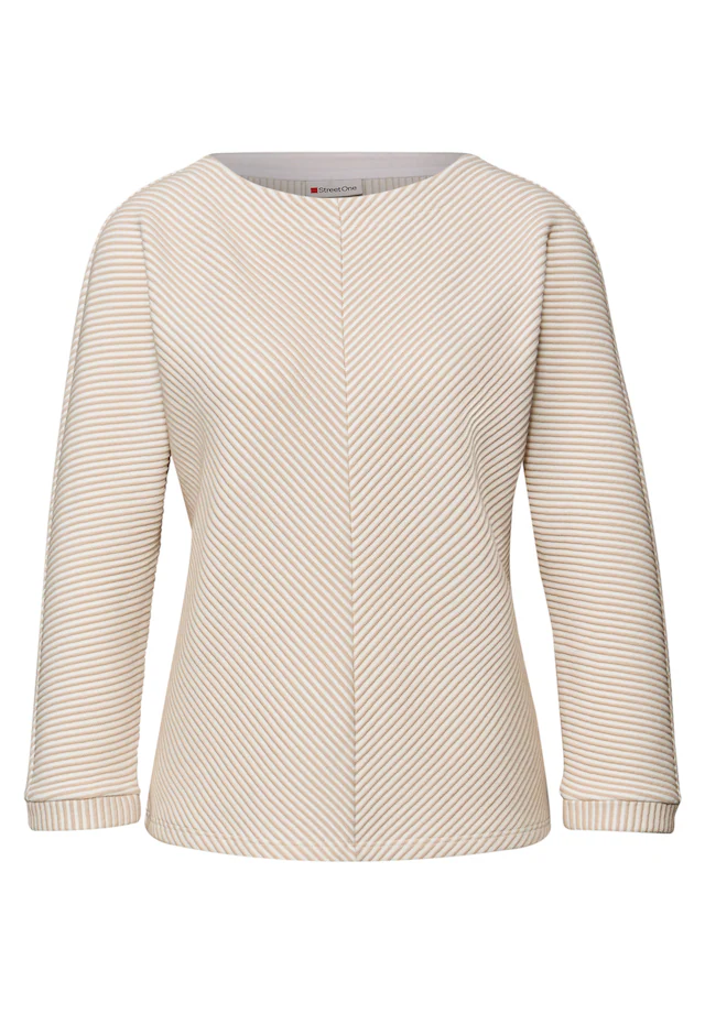 STREET ONE Strickpullover 3/4-Arm mit Two-Tone-Effekt und feinem Strukturmuster