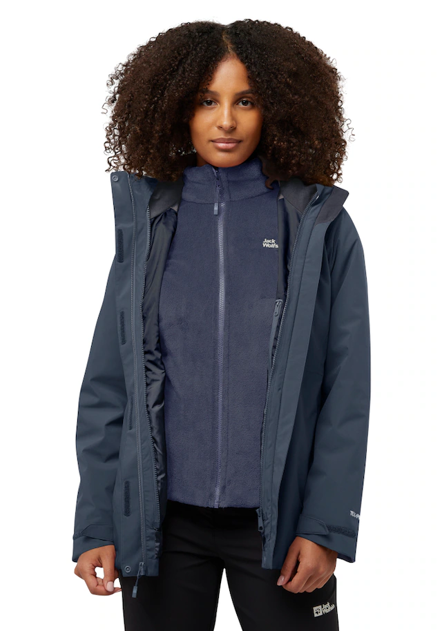 Jack Wolfskin 3-in-1-Funktionsmantel »ROTWAND 3IN1 JKT W« wasserdichte Außenjacke, wärmende Innenjacke
