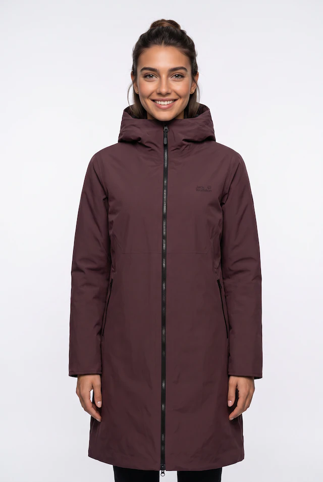 Jack Wolfskin Daunenmantel »FIORA BAY COAT W RDS« für sportliche Outdoor- und Wandereinsätze, langer Schnitt