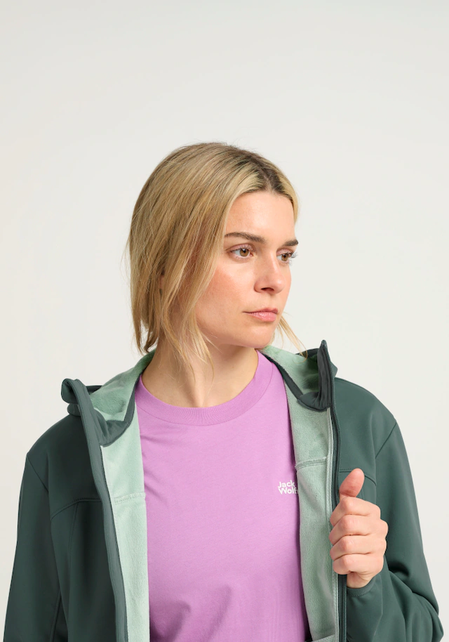 Jack Wolfskin Softshelljacke »WINDHAIN 2 HOODY W« wasserabweisend, windabweisend, wärmeisolierend