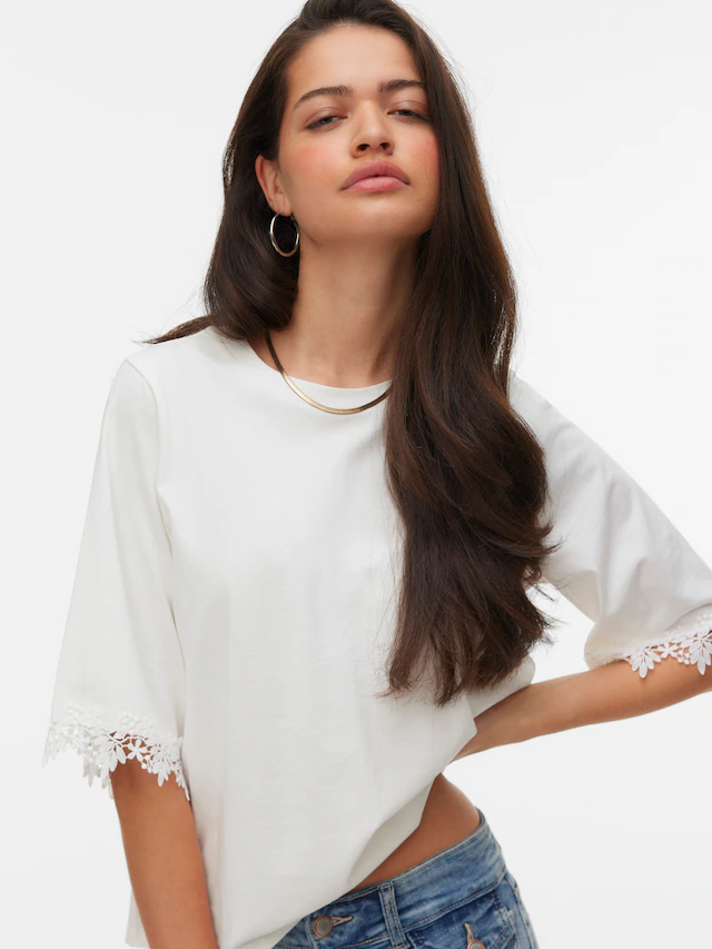 Vero Moda Rundhalsshirt »VMLYLA SS O-NECK TOP JRS« Baumwolle, regular fit