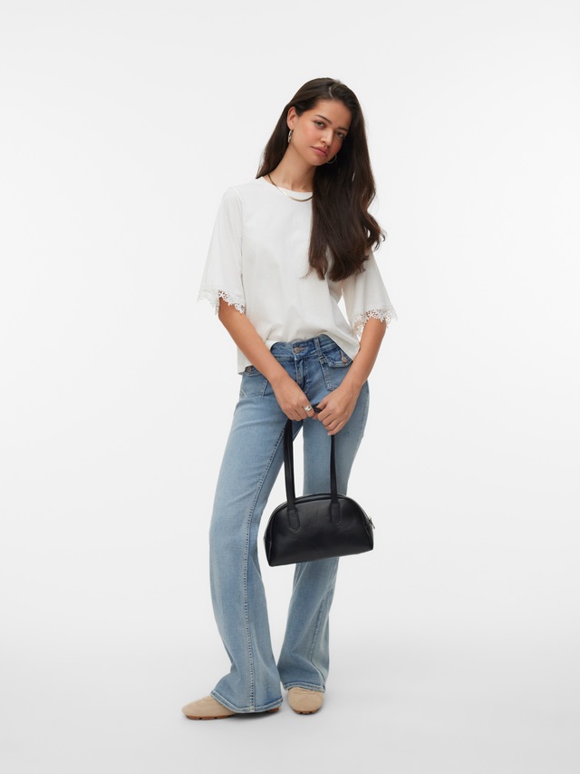 Vero Moda Rundhalsshirt »VMLYLA SS O-NECK TOP JRS« Baumwolle, regular fit