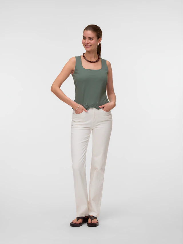 Vero Moda Spitzentop »VMLOUISE SL SQUARE NECK TOP JRS« Baumwolle, regular fit