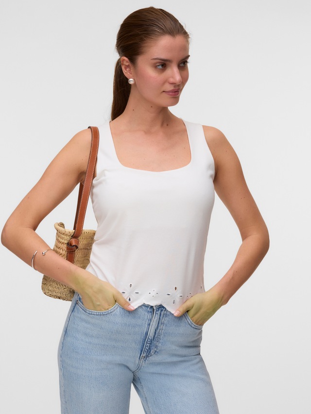 Vero Moda Spitzentop »VMLOUISE SL SQUARE NECK TOP JRS« Baumwolle, regular fit
