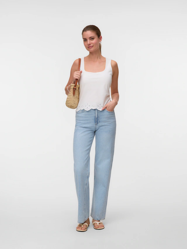 Vero Moda Spitzentop »VMLOUISE SL SQUARE NECK TOP JRS« Baumwolle, regular fit
