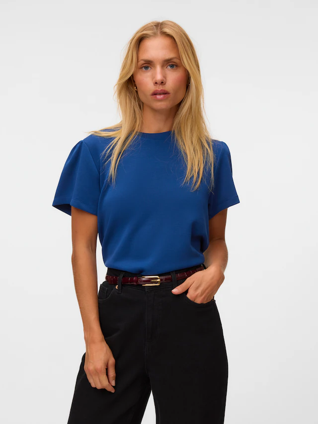 Vero Moda Kurzarmshirt »VMELLA SS O-NCK TOP JRS« Viskosemischung, regular fit