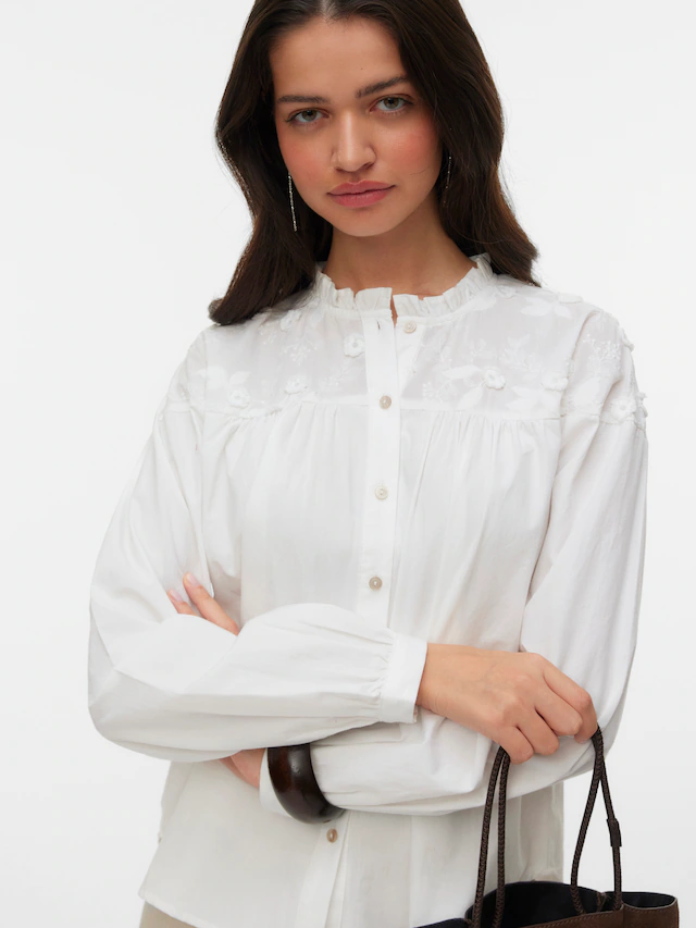Vero Moda Langarmbluse »VMTUESDAY L/S DETAIL TOP WVN« Baumwolle