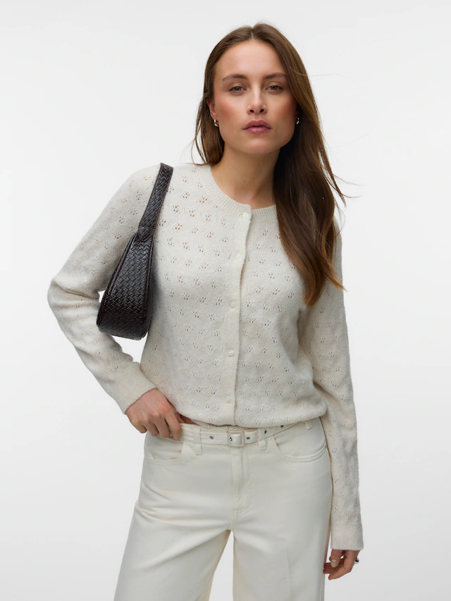 Vero Moda Strickjacke »VMDOFFY STITCH LS O-NECK CARDIGAN NOOS« Materialmix, regular fit