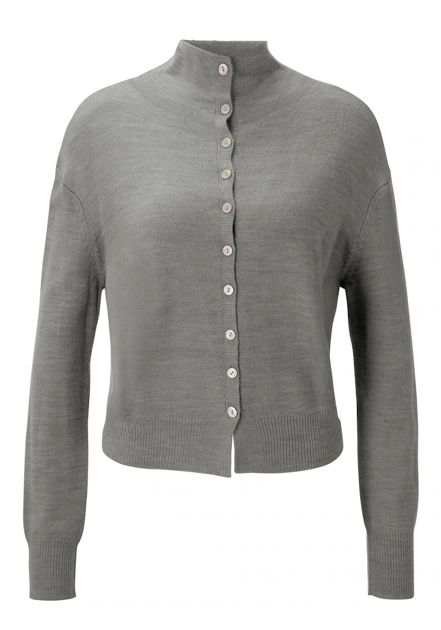 Aniston CASUAL Strickjacke mit Rollkante am Stehkragen - NEUE KOLLEKTION