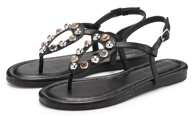 LASCANA Sandale »Zehentrenner, Sandalette, Sommerschuh, offener Schuh« mit modischen Schmuckelementen VEGAN
