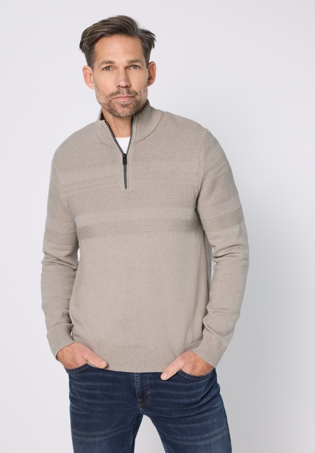 STREET ONE MEN Streifenpullover aus reiner Baumwolle