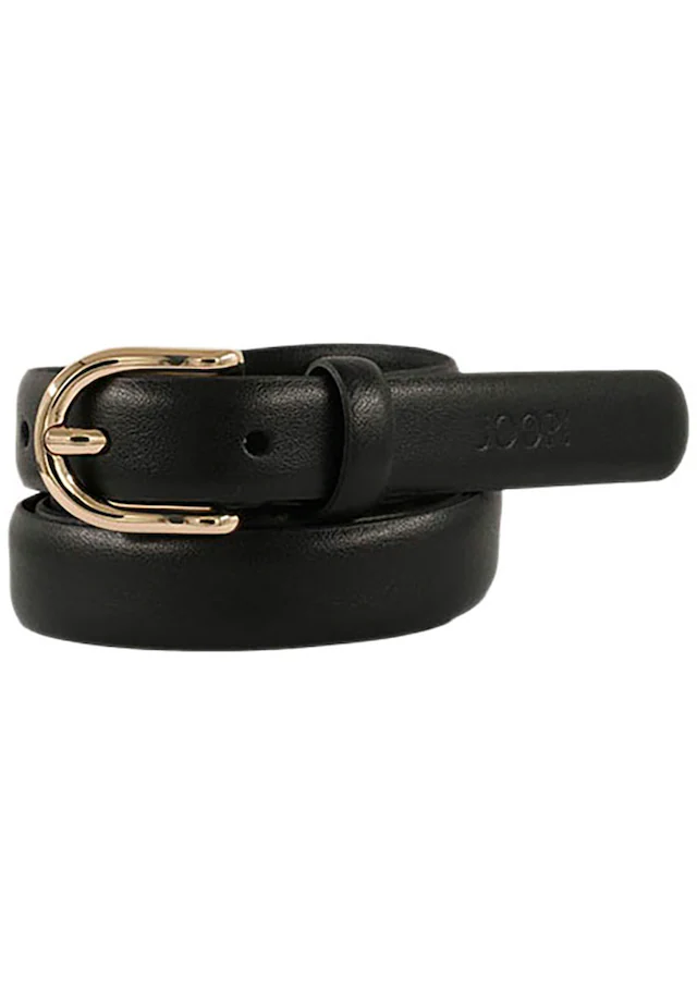 JOOP! Ledergürtel Breite 2 cm, mit Gold-Schließe und Logo-Plakette