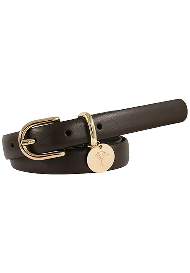 JOOP! Ledergürtel mit Dornschließe und Logo-Anhänger, Breite 2cm