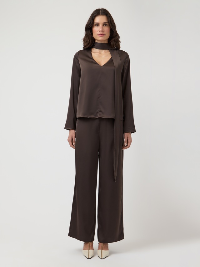 Y.A.S Anzughose »YASPELLA HW WIDE PANTS S. NOOS« mit Stretch, glänzend
