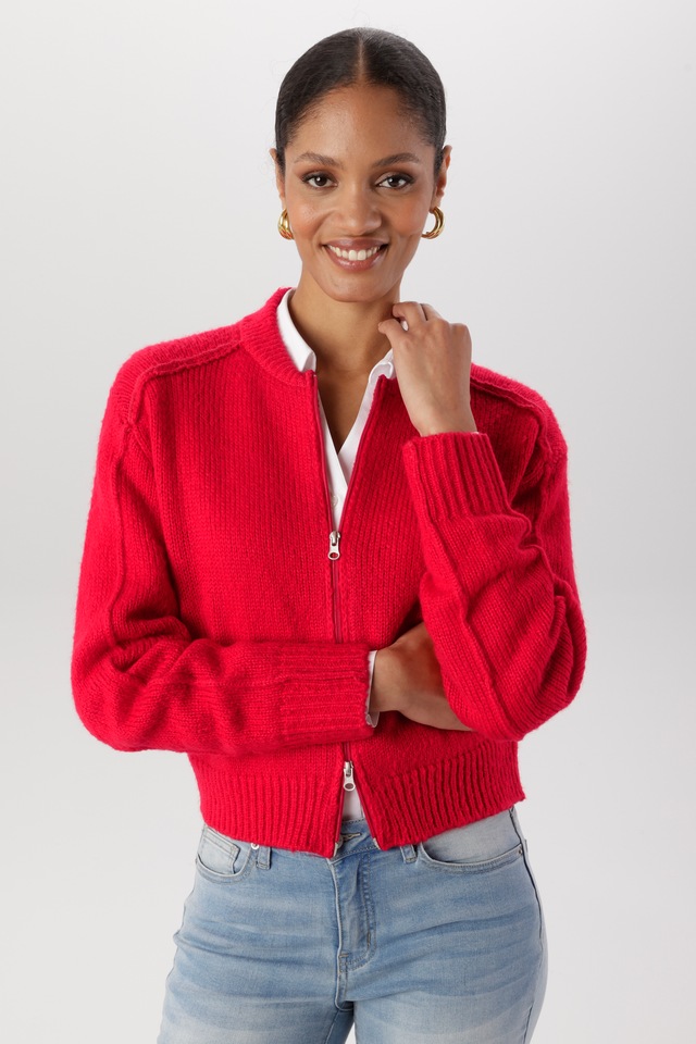 Aniston SELECTED Strickjacke Blousonform und Zwei-Wege-Reißverschluß NEUE KOLLEKTION