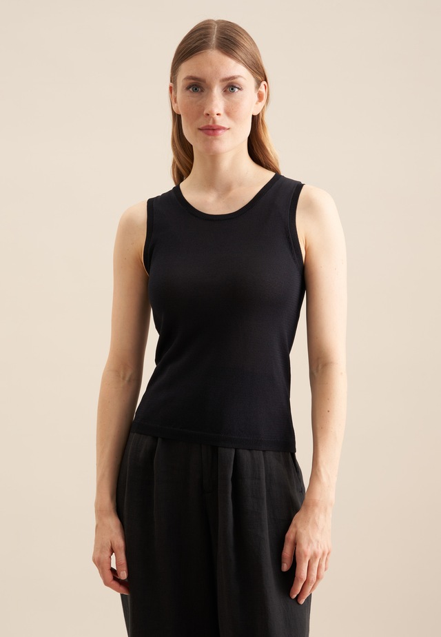 seidensticker Strickpullover »Schwarze Rose« Ohne Arm Rundhals Uni