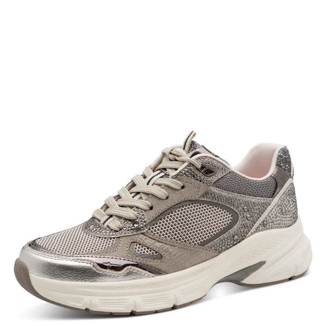 Tamaris Plateausneaker »GREY GLAM« Freizeitschuh, Halbschuh, Keilsneaker im angesagtem Metallic-Look
