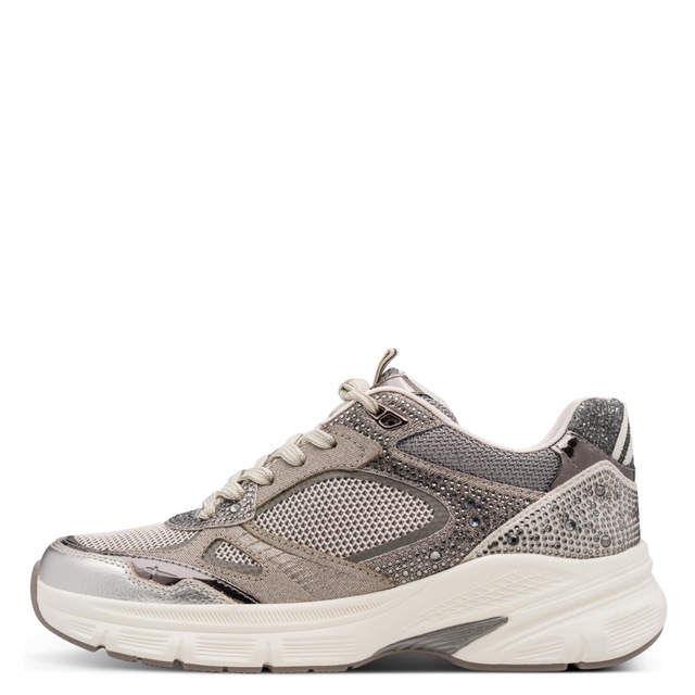 Tamaris Plateausneaker »GREY GLAM« Freizeitschuh, Halbschuh, Keilsneaker im angesagtem Metallic-Look