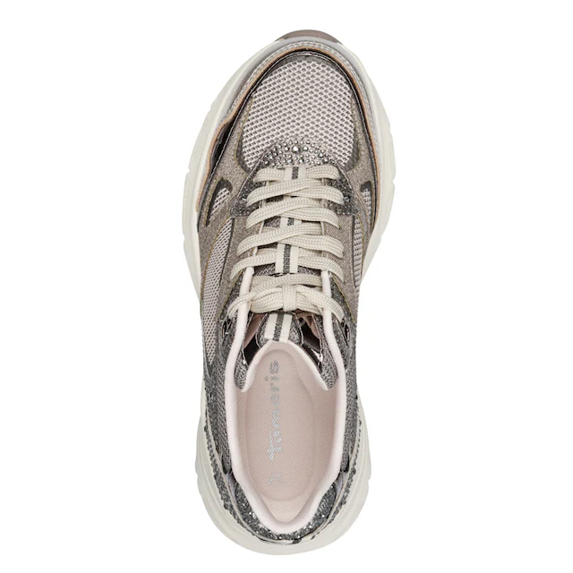 Tamaris Plateausneaker »GREY GLAM« Freizeitschuh, Halbschuh, Keilsneaker im angesagtem Metallic-Look