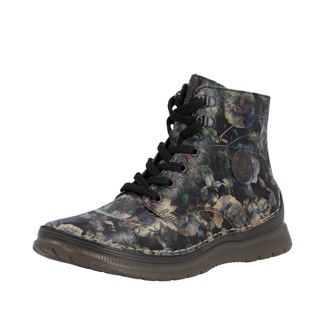 Rieker Schnürboots Keilabsatz, Herbstboots mit modischen Kontrastnähten