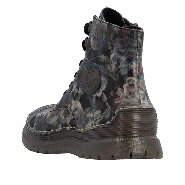 Rieker Schnürboots Keilabsatz, Herbstboots mit modischen Kontrastnähten