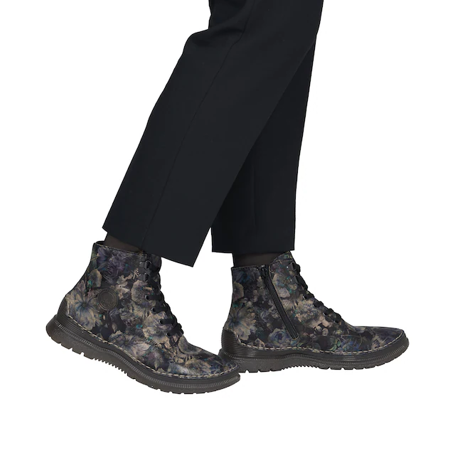 Rieker Schnürboots Keilabsatz, Herbstboots mit modischen Kontrastnähten