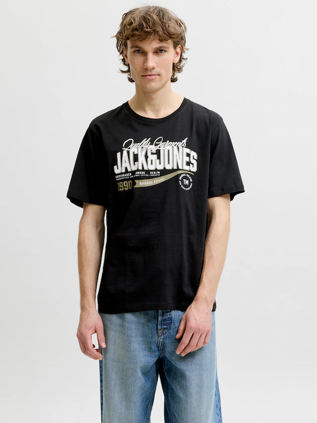 Jack & Jones T-Shirt »JJELOGO TEE SS O-NECK 2 COL AW26 3PK MP« Packung, 3 aus Baumwolle, mit geradem Abschluss