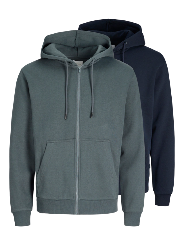 Jack & Jones Kapuzensweatjacke »JJEBRADLEY SWEAT ZIP HOOD 2PK MP« Packung, 2 Materialmix,